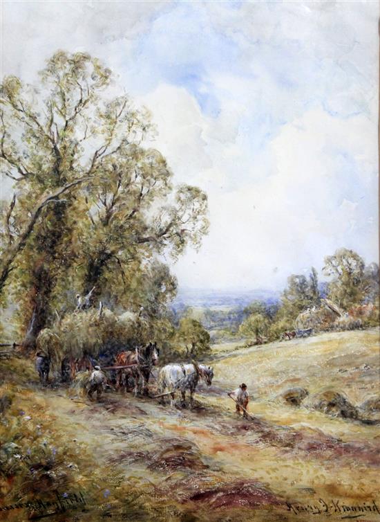 Henry John Kinnaird (fl.1880-1908) A Sussex hayfield, 14 x 10.25in.